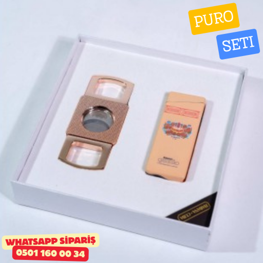 H.Upmann Puro Seti – Altın Ton Premium Çakmak & Puro Kesici
