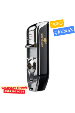 Cohiba Premium Puro Çakmağı – Siyah & Krom Metal Gövde