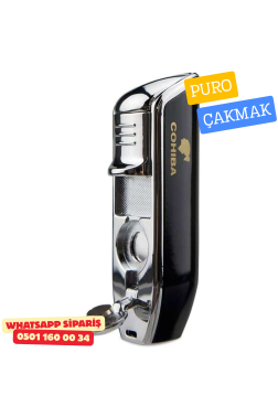 Cohiba Premium Puro Çakmağı – Siyah & Krom Metal Gövde