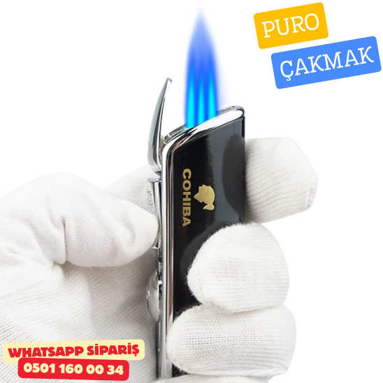 Cohiba Premium Puro Çakmağı – Siyah & Krom Metal Gövde