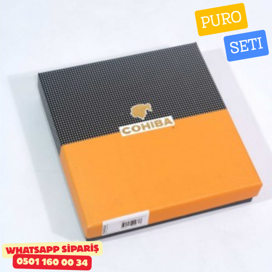 Cohiba Puro Seti – Bordo & Altın Detaylı Premium Çakmak ve Kesici