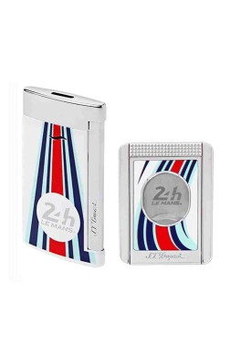 S.T. Dupont Le Mans Slim 7 Çakmak ve Sehpalı Kesici Seti Beyaz / Mavi