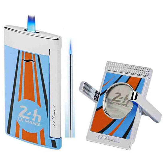 S.T. Dupont Le Mans Slim 7 Çakmak ve Sehpalı Kesici Seti Turuncu / Orange
