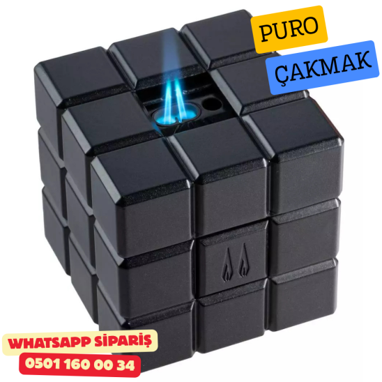 Colibri Heritage Cube Siyah Çift Alevli Masa Üstü Puro Çakmağı