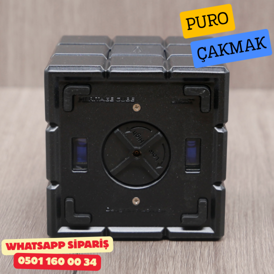 Colibri Heritage Cube Siyah Çift Alevli Masa Üstü Puro Çakmağı