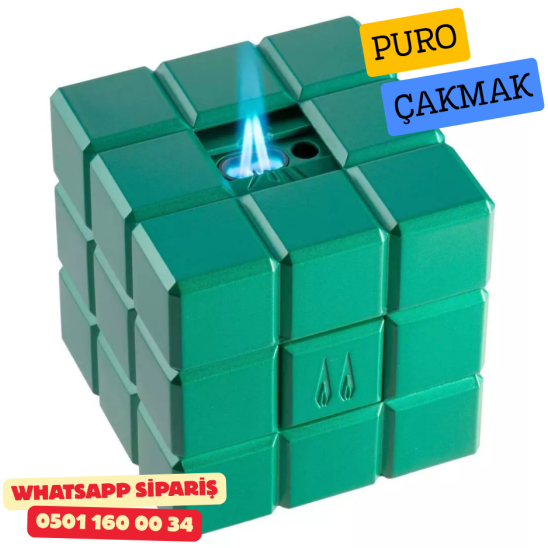 Colibri Heritage Cube Yeşil Çift Alevli Masa Üstü Puro Çakmağı