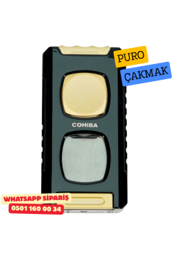 Cohiba Siyah-Gold Çift Torch Full Fonksiyonlu Puro Çakmak