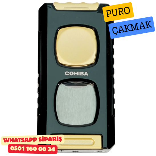 Cohiba Siyah-Gold Çift Torch Full Fonksiyonlu Puro Çakmak