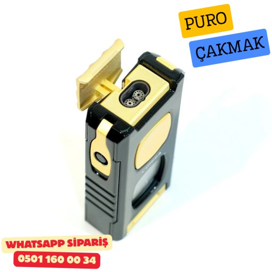 Cohiba Siyah-Gold Çift Torch Full Fonksiyonlu Puro Çakmak