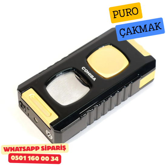Cohiba Siyah-Gold Çift Torch Full Fonksiyonlu Puro Çakmak