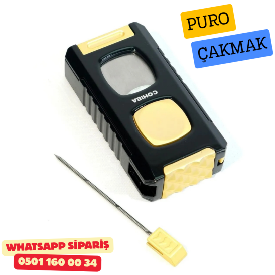 Cohiba Siyah-Gold Çift Torch Full Fonksiyonlu Puro Çakmak