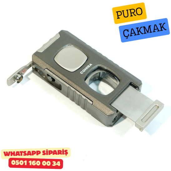 Cohiba Gunmetal Çift Torch Full Fonksiyonlu Puro Çakmak Cohiba Gunmetal Çift Torch Full Fonksiyonlu Puro Çakmak