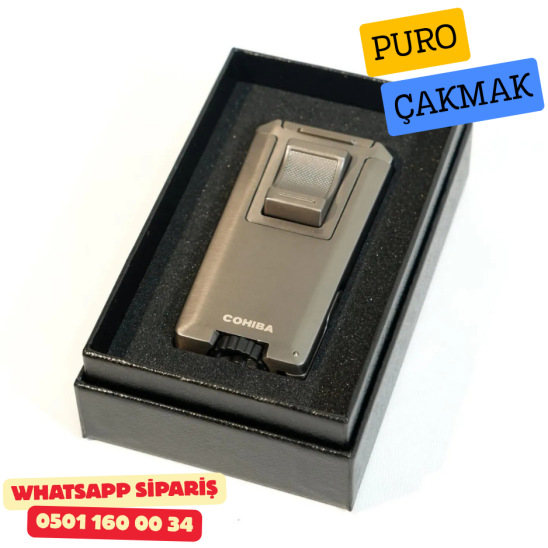 Cohiba Gunmetal Çift Torch Puro Çakmak Cohiba Gunmetal Çift Torch Puro Çakmak