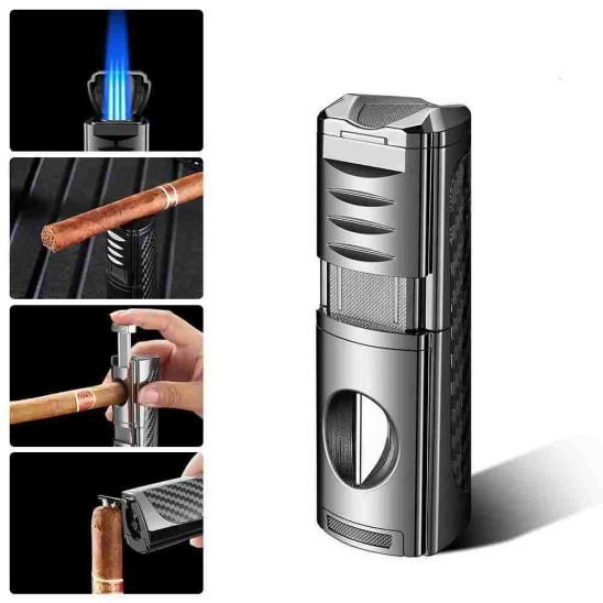 Puro Çakmak – 3 Alevli Jet Torch & Puro Delici (Metal / Silver Model)