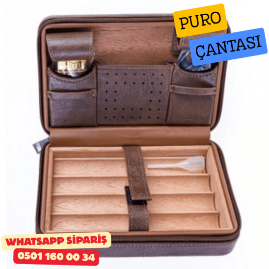 Deri Puro Taşıma Çantası – Kahverengi Seyahat Humidor