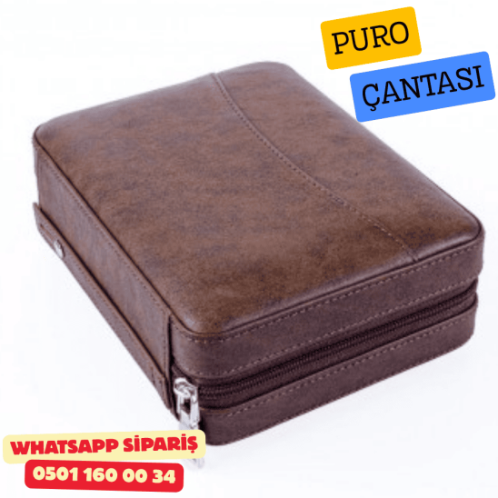 Kahverengi Dahili Çakmak Deri Puro Taşıma Çantası & Seyahat Humidoru
