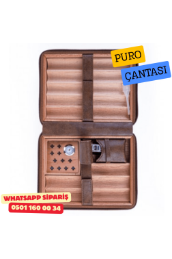 Kahverengi Dahili Çakmak Deri Puro Taşıma Çantası & Seyahat Humidoru