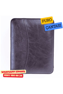 Siyah Dahili Çakmak Deri Puro Taşıma Çantası & Seyahat Humidoru