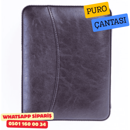 Siyah Dahili Çakmak Deri Puro Taşıma Çantası & Seyahat Humidoru