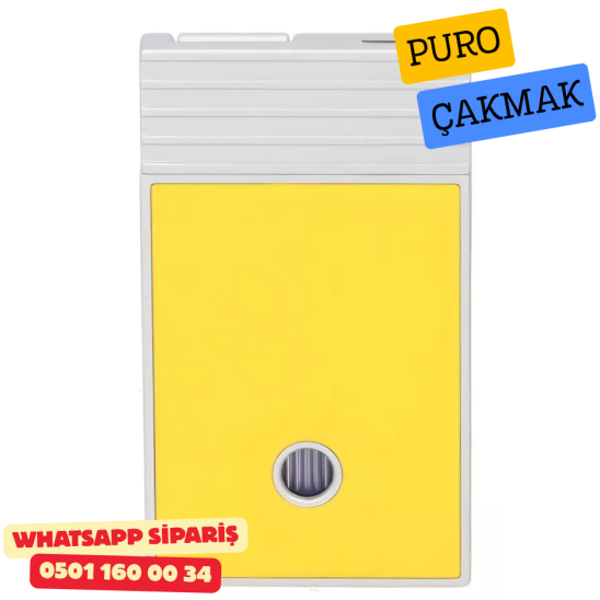 Caseti Paris Flat Sarı Mat / Gümüş Tek Jet Alevli Çakmak