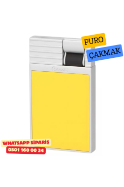 Caseti Paris Flat Sarı Mat / Gümüş Tek Jet Alevli Çakmak