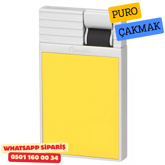 Caseti Paris Flat Sarı Mat / Gümüş Tek Jet Alevli Çakmak
