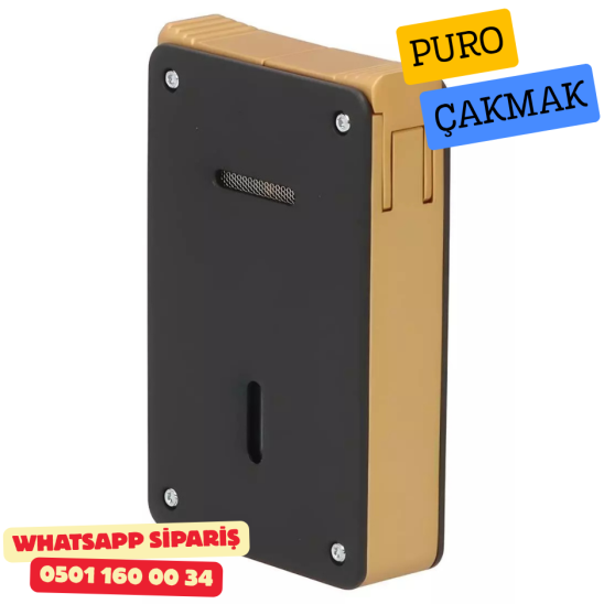 Caseti Duo Siyah / Altın Çift Jet + Soft Alevli Puro Çakmak Caseti Duo Siyah / Altın Çift Jet + Soft Alevli Puro Çakmak