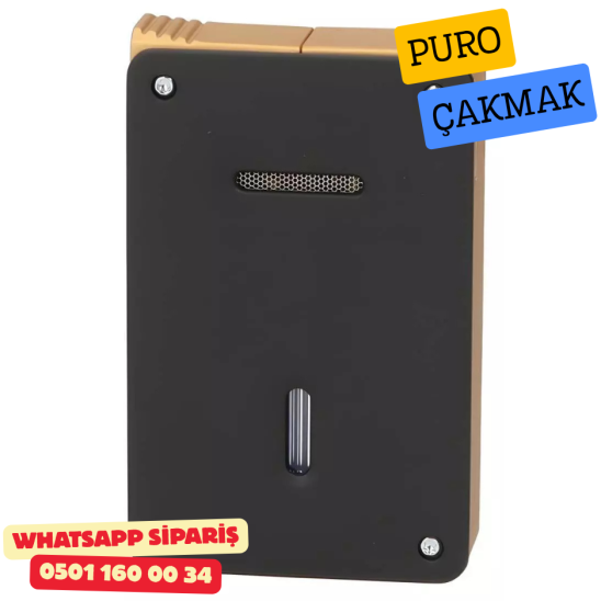 Caseti Duo Siyah / Altın Çift Jet + Soft Alevli Puro Çakmak Caseti Duo Siyah / Altın Çift Jet + Soft Alevli Puro Çakmak