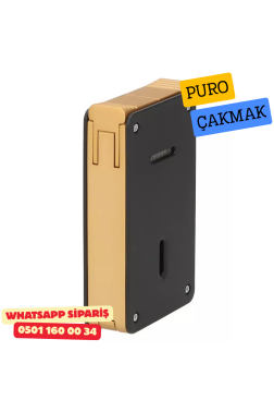 Caseti Duo Siyah / Altın Çift Jet + Soft Alevli Puro Çakmak