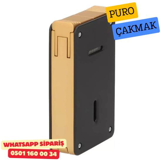 Caseti Duo Siyah / Altın Çift Jet + Soft Alevli Puro Çakmak Caseti Duo Siyah / Altın Çift Jet + Soft Alevli Puro Çakmak