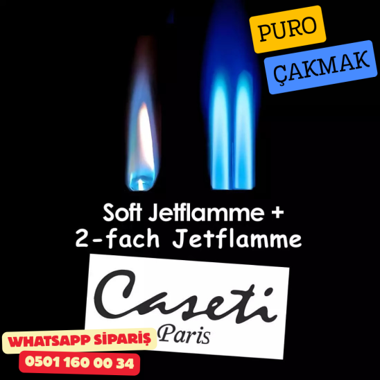 Caseti Duo Koyu Gri Mat / Krom Çift Jet + Soft Alevli Puro Çakmak