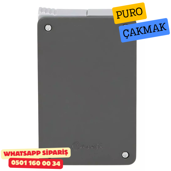 Caseti Duo Koyu Gri Mat / Krom Çift Jet + Soft Alevli Puro Çakmak