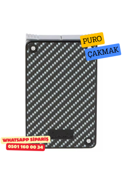 Caseti Duo Karbon Görünümlü / Krom Çift Jet + Soft Alevli Puro Çakmak