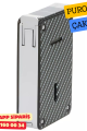 Caseti Duo Karbon Görünümlü / Krom Çift Jet + Soft Alevli Puro Çakmak