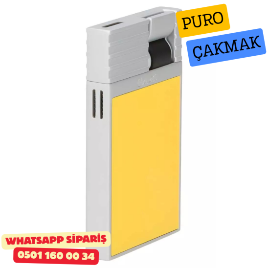 Caseti Paris Flat Sarı Mat / Gümüş Tek Jet Alevli Çakmak