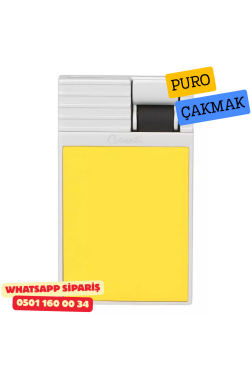 Caseti Paris Flat Sarı Mat / Gümüş Tek Jet Alevli Çakmak