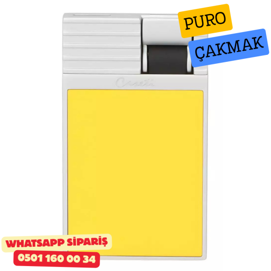 Caseti Paris Flat Sarı Mat / Gümüş Tek Jet Alevli Çakmak