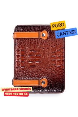 Kahverengi-Siyah Kilit Mekanizmalı Deri Puro Taşıma Çantası