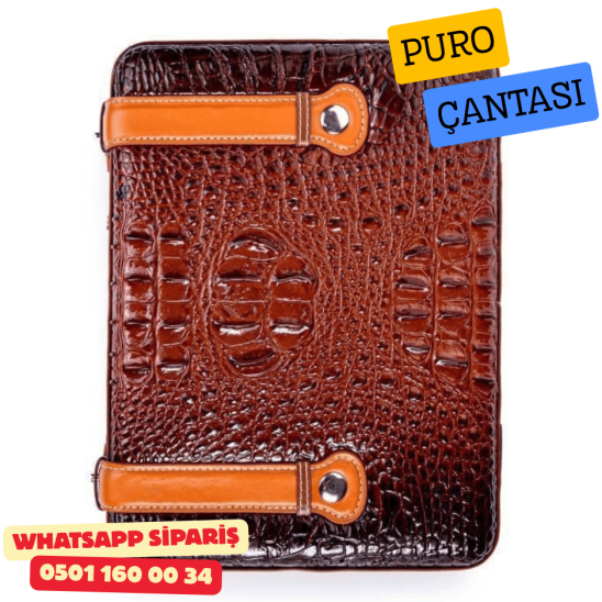 Kahverengi-Siyah Kilit Mekanizmalı Deri Puro Taşıma Çantası