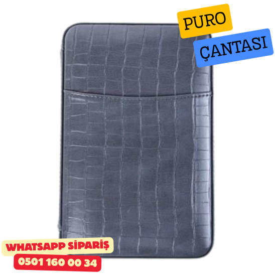 Timsah Derisi Desenli Dahili Çakmak Deri Puro Taşıma Çantası & Seyahat Humidoru