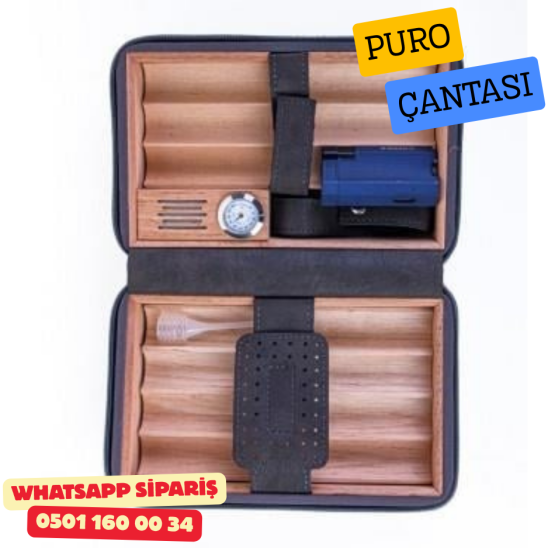 Timsah Derisi Desenli Dahili Çakmak Deri Puro Taşıma Çantası & Seyahat Humidoru