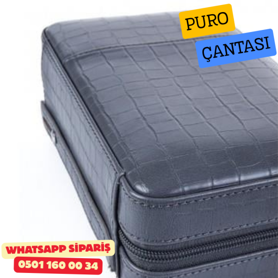 Timsah Derisi Desenli Dahili Çakmak Deri Puro Taşıma Çantası & Seyahat Humidoru