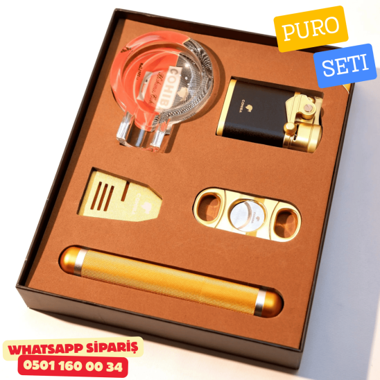 Cohiba Gold Premium Puro Seti – 5 Parça Lüks Aksesuar Kutusu