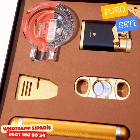 Cohiba Gold Premium Puro Seti – 5 Parça Lüks Aksesuar Kutusu