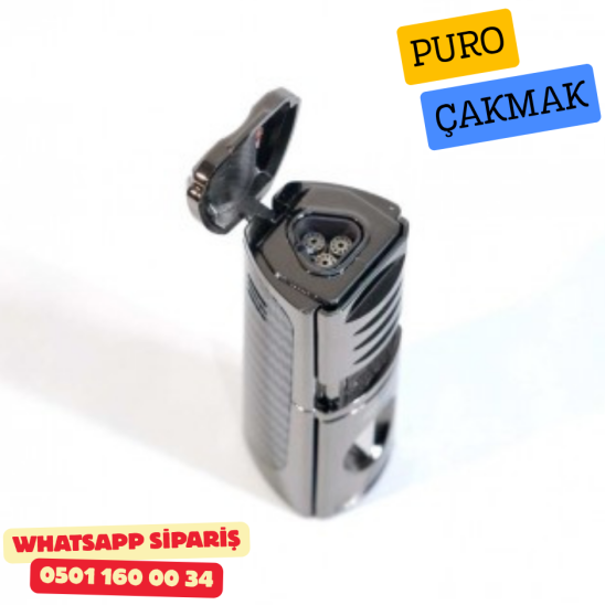 Puro Çakmak – 3 Alevli Jet Torch & Entegre Puro Delici