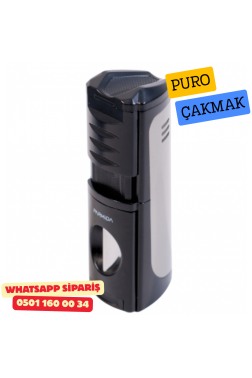 Puro Çakmak – 3 Alevli Jet Torch & Puro Delici (Siyah Model)
