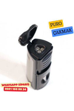 Puro Çakmak – 3 Alevli Jet Torch & Puro Delici (Siyah Model)