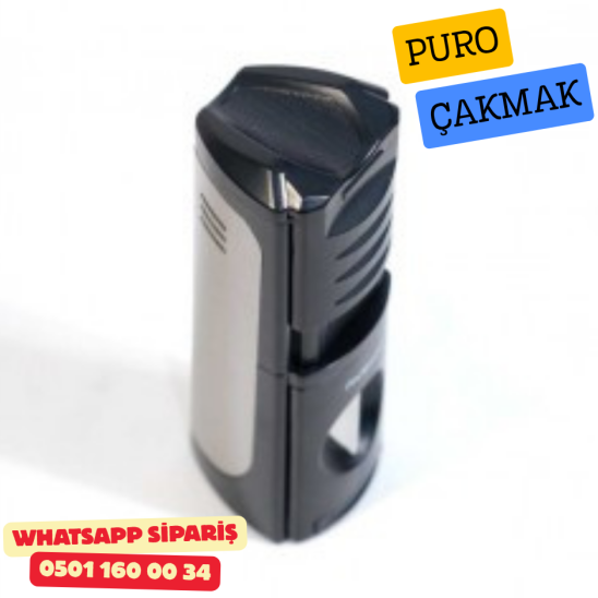 Puro Çakmak – 3 Alevli Jet Torch & Puro Delici (Siyah Model)