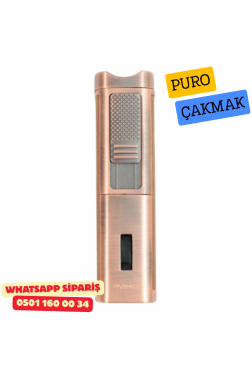 Kahverengi Deri Kaplamalı Üç Torch Puro Çakmak