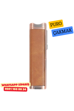 Kahverengi Deri Kaplamalı Üç Torch Puro Çakmak